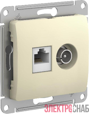 Розетка компьютерная + телевизионная 2-м Glossa RJ45 кат.5E + TV механизм беж. SE GSL000289