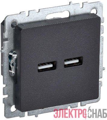 Розетка BRITE USB A+A 3.1А РЮ10-1-БрЧ механизм черн. IEK BR-U21-D31-K02