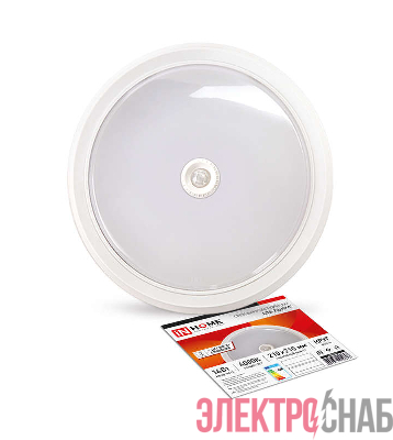 Светильник светодиодный СПБ-2Д-КРУГ 14Вт 4000К 1100лм 230В 210мм с датчиком бел. IN HOME 4690612020693