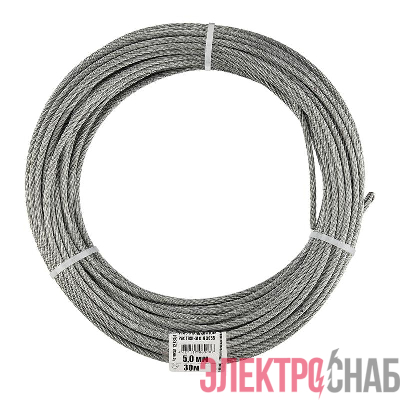 Трос для растяжки 5.0мм DIN 3055 стальной (уп.30м) Tech-Krep/Zitar 127851