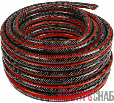Шланг поливочный ПВХ усиленный премиум пищевой трехслойн. армир. 1/2 25м черн./красн. Вихрь 73/7/2/10
