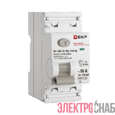 Выключатель дифференциального тока 2п 50А 300мА тип AC 6кА ВД-100N (S) электромех. PROxima EKF E1026MS50300