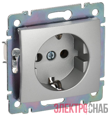 Розетка 1-м СП Valena 16А IP20 2P+E с заземл. немецк. стандарт механизм алюм. (DIY-упак.) IEK 694342