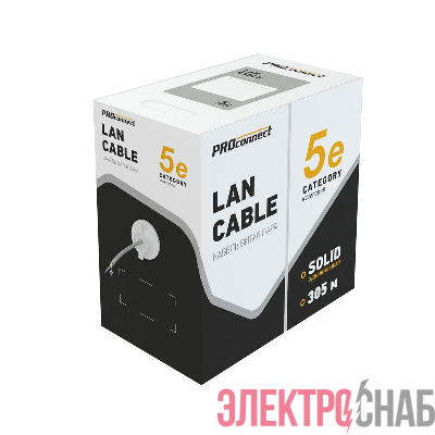 Кабель витая пара U/UTP кат.5E 2х2х24AWG solid CCA PVC сер. (м) PROCONNECT 01-0022-3