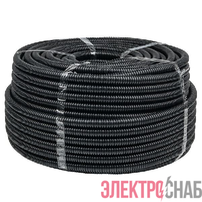 Труба гофрированная d63мм с протяжкой безгалоген. трудногорючая (FRHF) черн. (уп.15м) Plast EKF FRHF-63