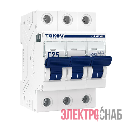 Выключатель автоматический модульный 3п C 25А 4.5кА PRIZMA TOKOV Electric TKE-PZ45-MCBI-3-25-C