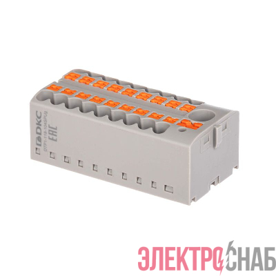 Блок распределительный зажим push-in 1 ввод 6кв.мм 18 точек подключения 25кв.мм сер. DKC DTP1-118-104SPUG