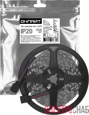Лента светодиодная 90 680 OLS-5050RGB60-14.4-IP20-24V (уп.5м) ОНЛАЙТ 90680