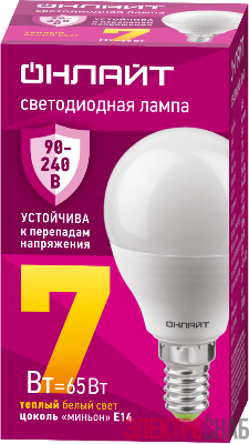 Лампа светодиодная 90 541 OLL-G45-7-230-2.7К-E14-FR PRO 90-240В ОНЛАЙТ 90541