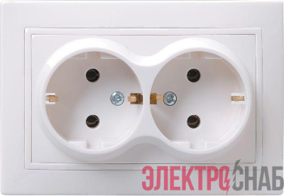Розетка 2-м СП Кварта РС12-3-КБ 16А IP20 с заземл. без защ. шторок керамика бел. IEK ERK21-K01-16-K