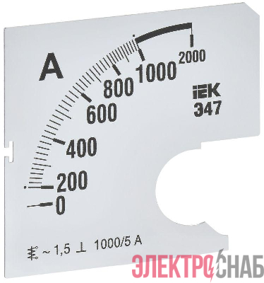 Шкала сменная для амперметра Э47 1000/5А-1.5 72х72мм IEK IPA10D-SC-1000
