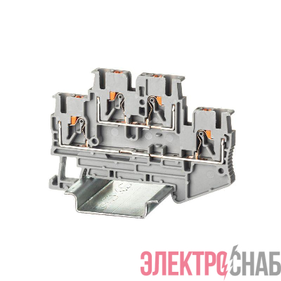 Клемма двухуровневая зажим push-in 4 точки подключения 2.5кв.мм сер. DKC VPRTT-2.5-GY