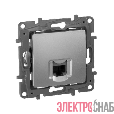 Розетка компьютерная 1-м СП Etika RJ45 кат.5E UTP механизм алюм. IEK 672441