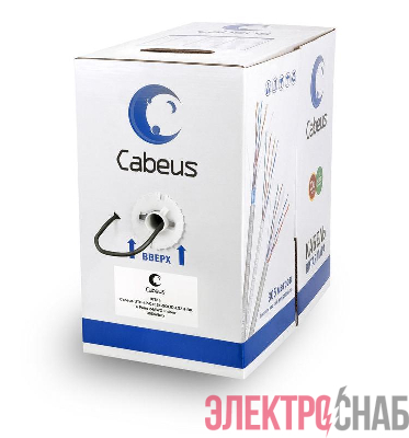 Кабель витая пара U/UTP кат.5E 4х2х24AWG solid LSZH нг(А)-HF UTP-4P-Cat.5e-SOLID-LSZH-BK черн. (уп.305м) Cabeus 9781c