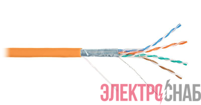 Кабель витая пара F/UTP кат.5e 4х2х24AWG solid LSZH оранж. (уп.305м) NIKOLAN NKL 2200C-OR