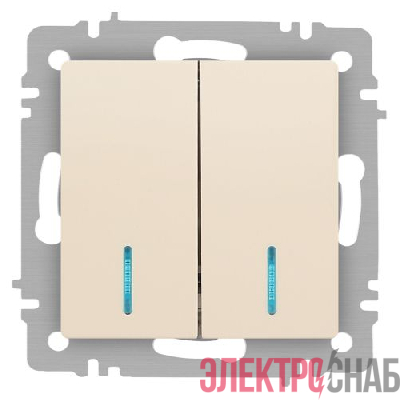 Выключатель 2-кл. СП Accent 6-105-02 10А IP20 250В с подсветкой AL/CU сл. кость Intro Б0063509
