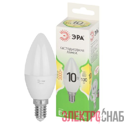 Лампа светодиодная GREEN LINE B35-10W-830-E14 GL 10Вт свеча 3000К свет тепл. E14 Эра Б0067108
