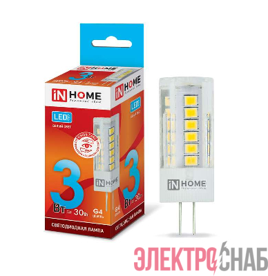 Лампа светодиодная LED-JC-VC 3Вт 12В G4 4000К 270Лм IN HOME 4690612019796