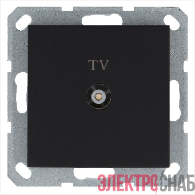 Розетка телевизионная оконечная TV Ф9.5мм механизм черн. матов. soft touch Jasmart G6001PB