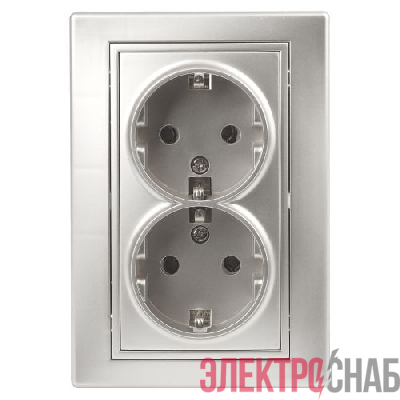 Розетка 2-м СП Plano 1-205-03 16А IP20 250В 2х2P+E Schuko алюм. Intro Б0053917