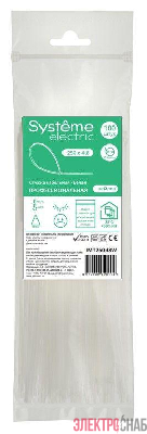 Стяжка кабельная 250х4.8 бел. (уп.100шт) SE IMT25048W