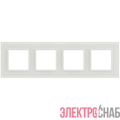 Рамка 4-м Elegance 14-5104-01М для розеток и выключателей стекло матов. бел. Эра Б0065838