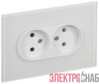 Розетка 2-м SKANDY 10А без заземл. без защ. шторок для плоской вилки SK-R03W арктич. бел. IEK SK-R20-10-K01