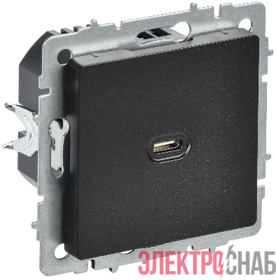 Розетка СП BRITE USB C 65Вт высокоскор. заряд. РЮ12-1-БрЧ черн. IEK BR-U13-065-K02