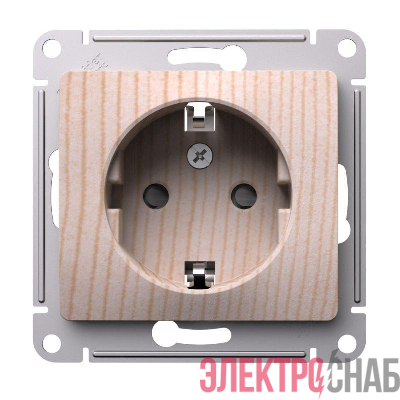 Розетка Glossa 16А заземл. защ. шторки механизм сосна SE GSL001545