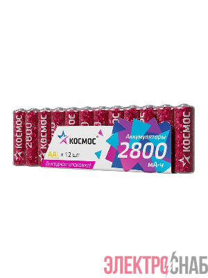 Аккумулятор HR6 2800мАч Ni-MH 12 в спайке КОСМОС KOCR6NIMH2800mAh12S