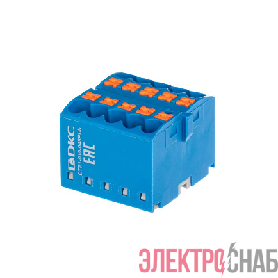 Блок распределительный зажим push-in 10 точек подключения 25кв.мм син. DKC DTP1-010-04SPUB
