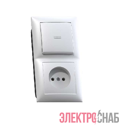 Блок СП БКВР-417 Селена (1-кл. выкл. и индик.+ розетка) бел. Кунцево 8210