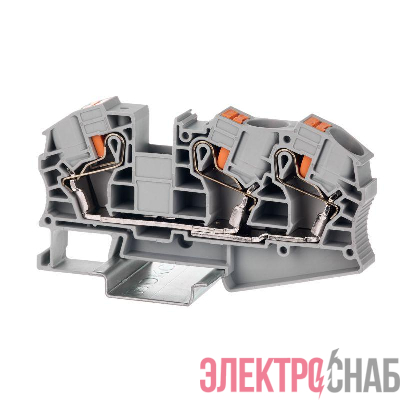 Клемма проходная зажим push-in 3 точки подкл. 16кв.мм сер. DKC VPR-16-TWIN-GY
