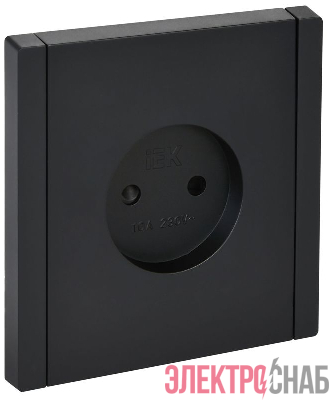 Розетка 1-м СП FORTE&PIANO FP117 10А без заземл. защ. шторки винт. крепл. черн. IEK FP-R13-10-K02