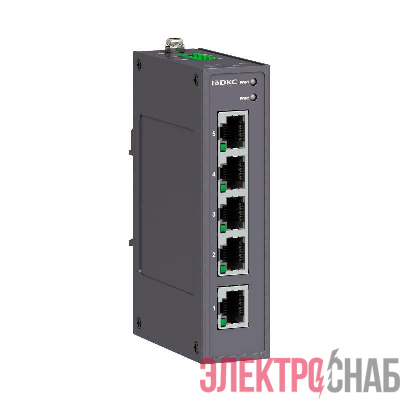 Коммутатор промышленный неуправляемый 5х10/100Base-T(X) портов RJ45 12-48В DC/18-30В AC с резервированием DKC N1000-5T-P2
