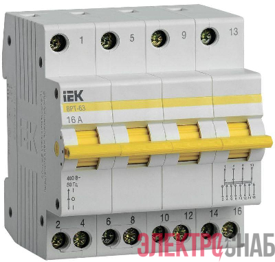 Выключатель-разъединитель трехпозиционный 4п ВРТ-63 16А IEK MPR10-4-016