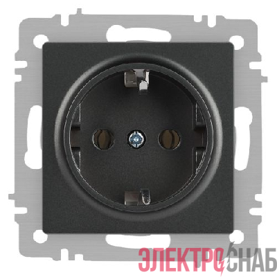Розетка 1-м СП Accent 6-202-07 16А IP20 250В 2P+E Schuko графит Intro Б0063697