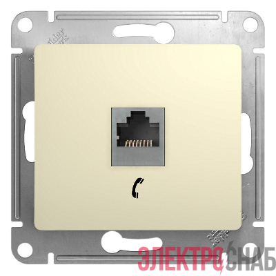 Розетка телефонная 1-м СП Glossa RJ11 механизм беж. SE GSL000281T