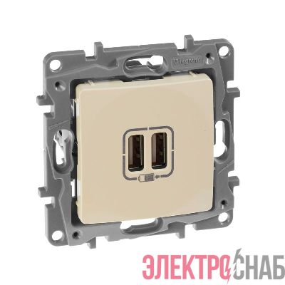Розетка USB 2-м СП 2мод. Etika 240В/5В 2400мА механизм сл. кость IEK 672394