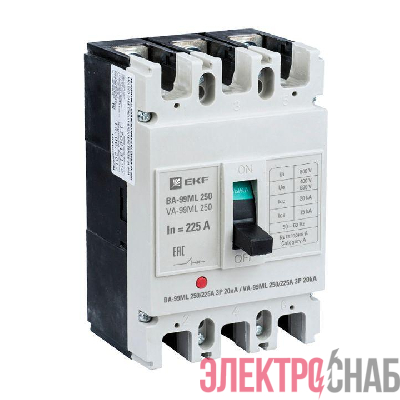Выключатель автоматический 3п 250/225А 20кА ВА-99МL Basic EKF mccb99-250-225mi
