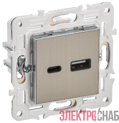 Розетка USB A+C 18Вт SKANDY SK-R13N никель IEK SK-U22-018-K50