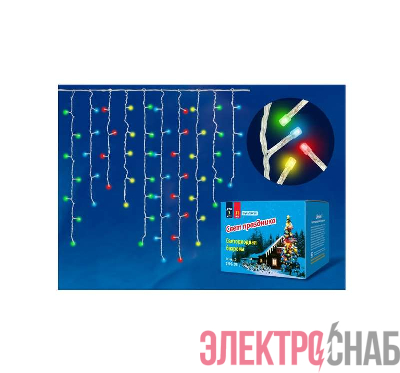 Гирлянда "Бахрома" светодиодная ULD-B3010-200/DTA MULTI IP20 с контроллером 3м 200 светодиодов свет разноцветный провод прозр. Uniel UL-00002270