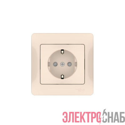 Розетка Glossa 16А с заземл. защ. шторки быстрозажим. клем. в сборе беж. SE GSL000244S