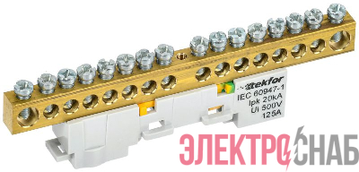 Шина PE "земля" неизол. на универс. держ. 8х12-16-Ж TEKFOR IEK TF-NN20-16-DL-K05