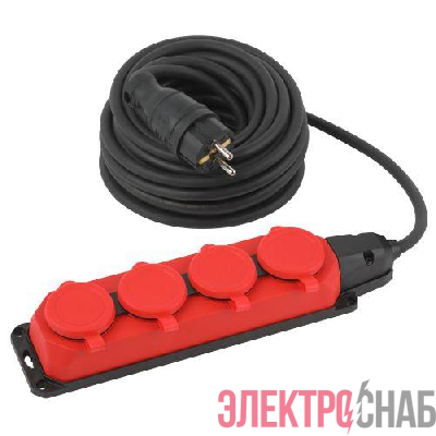 Удлинитель 4х10м с заземл. IP44 КГ 3х1.5 каучук UK-4e-3x1.5-10m-IP44(KG) Эра Б0057586