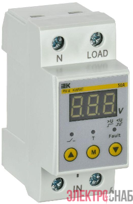 Реле напряжения РН-д 1ф 36мм 50А IEK IVR21-1-50