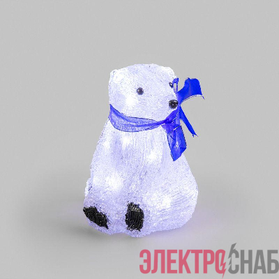 Фигура светодиодная акриловая "Белый мишка" 20см 20LED 1Вт 4.5В IP20 элементы питания 3хAA (не в компл.) бел. Neon-Night 513-247