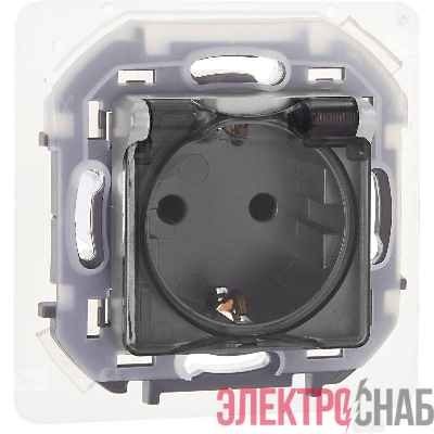 Розетка 1-м СП Inspiria 16А IP44 250В 2P+E защ. шторки с крышкой немецк. стандарт механизм алюм. IEK 673742