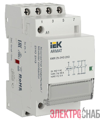 Контактор модульный KMR 25А 230В AC 2НО 2НЗ ARMAT IEK AR-KMR10-025-22-230