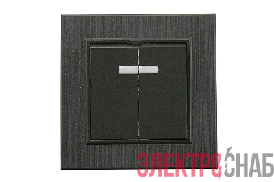 Выключатель 2-клав. с подсветкой Karea LINE STAR чер.Makel 86054023
